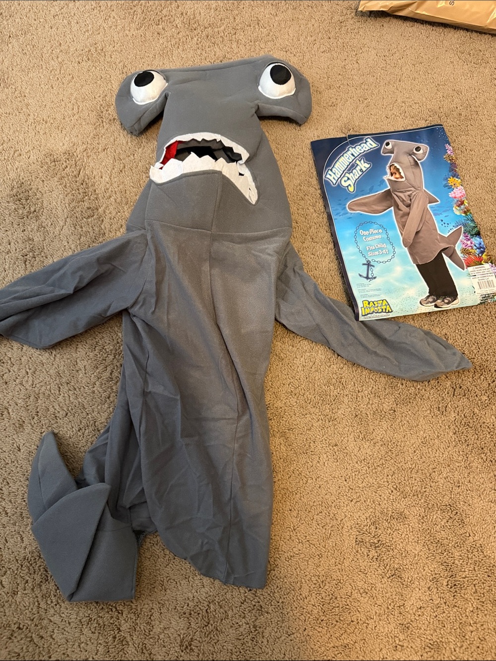 New in  package hammerhead shark costume fits 3T-4T